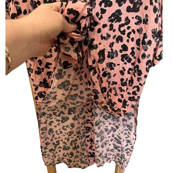 Maeve By Anthropologie Rita Blouse Tunic Leopard Print Pink Black Size Small - Picture 6 of 11
